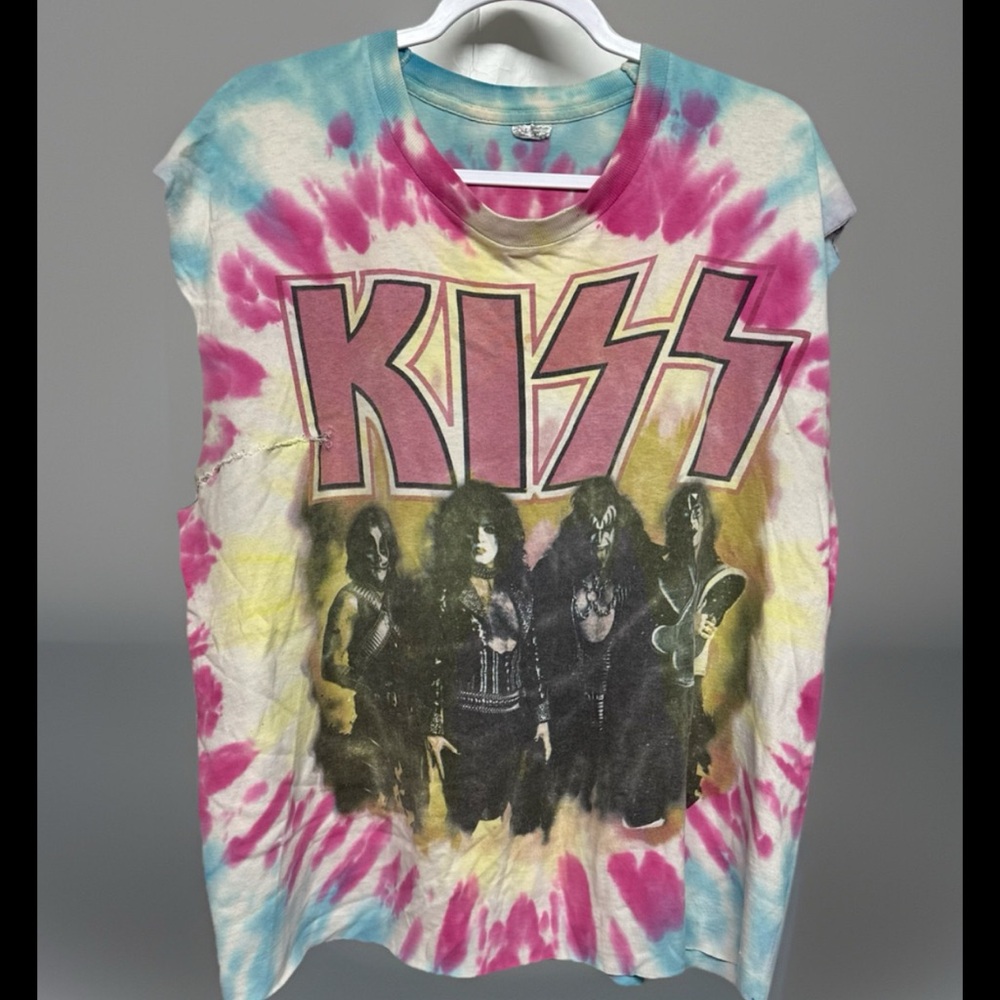 Vtg 1996 KISS Alive Worldwide Tour thrashed cropped t shirt 2XL
